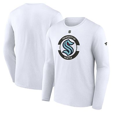 Men's Fanatics White Seattle Kraken Authentic Pro Core Secondary Long Sleeve T-Shirt