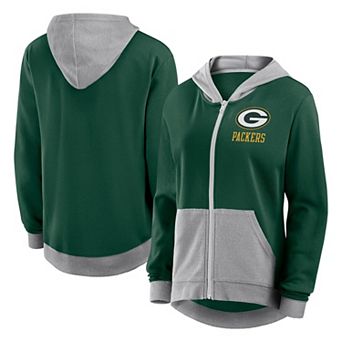 Women's Green Green Bay Packers Hit It French Terry Full-Zip Hoodie