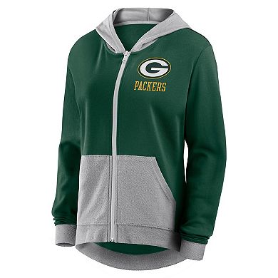 Women's Green Green Bay Packers Hit It French Terry Full-Zip Hoodie