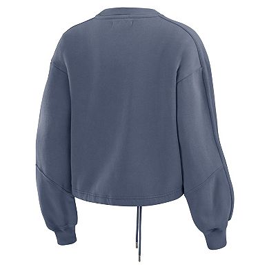 Women's WEAR by Erin Andrews Navy Atlanta Braves Washed Fleece Sweatshirt & Shorts Lounge Set