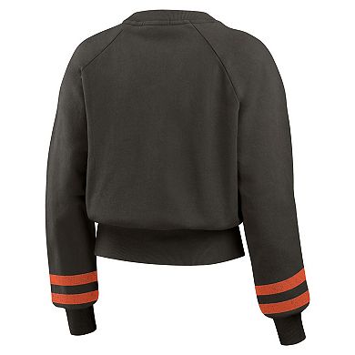 Women's WEAR by Erin Andrews Black San Francisco Giants Vintage Washed Cropped Pullover Sweatshirt