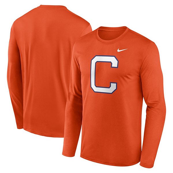 Men s Nike Orange Clemson Tigers Primetime Alternate Logo Legend Long Sleeve T Shirt