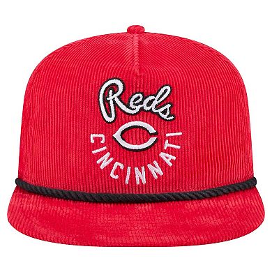 Men's New Era Red Cincinnati Reds Full Circle Corduroy Golfer Adjustable Hat