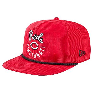 Men's New Era Red Cincinnati Reds Full Circle Corduroy Golfer Adjustable Hat