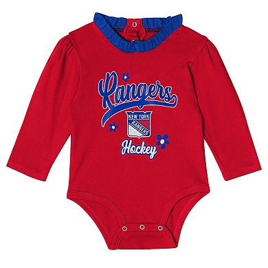 Girls Infant Red New York Rangers Rink Queen Long Sleeve 3-Piece Set