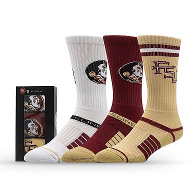 Unisex Strideline Florida State Seminoles Premium Knit Crew Socks Three-Pack