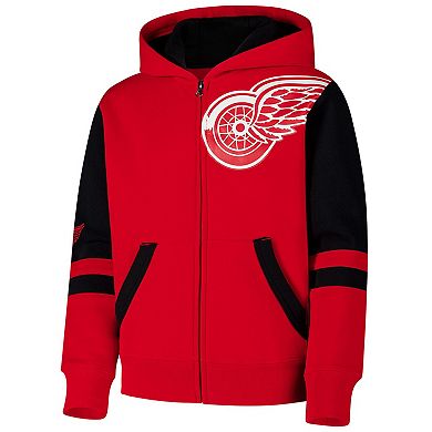 Youth Red Detroit Red Wings Face Off Full-Zip Hoodie