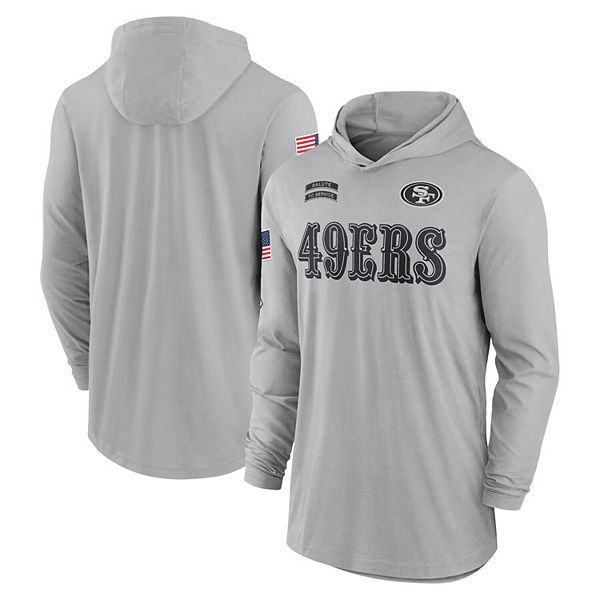 Men s Nike Gray San Francisco 49ers 2024 Salute to Service Lightweight Performance Long Sleeve Hooded T Shirt