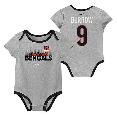 Newborn & Infant Nike Joe Burrow Cincinnati Bengals Three-Pack Bodysuit Set
