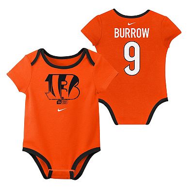 Newborn & Infant Nike Joe Burrow Cincinnati Bengals Three-Pack Bodysuit Set
