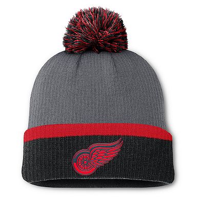 Women's Fanatics Charcoal Detroit Red Wings Cuffed Knit Hat with Pom