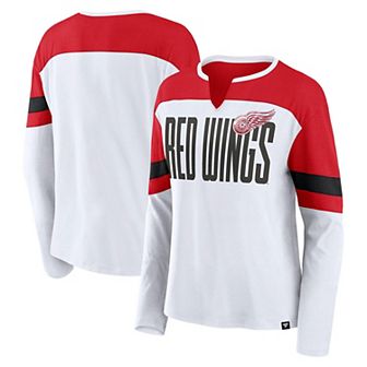 Women's Fanatics White Detroit Red Wings Frozen Long Sleeve Notch Neck T-Shirt
