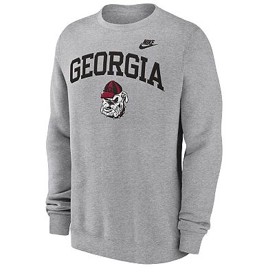 Men's Nike Heather Gray Georgia Bulldogs Legacy Classic Tackle Twill Embroidered��Arch Over Logo Pullover Sweatshirt
