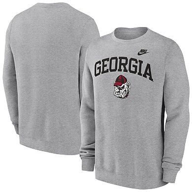 Men's Nike Heather Gray Georgia Bulldogs Legacy Classic Tackle Twill Embroidered��Arch Over Logo Pullover Sweatshirt