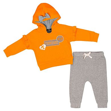 Girls Infant Colosseum Tennessee Orange Tennessee Volunteers Patches Fleece Pullover Hoodie and Pants Set
