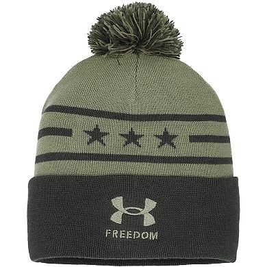 Men's Under Armour Forest Green Utah Utes Freedom Collection Cuffed Knit Hat with Pom
