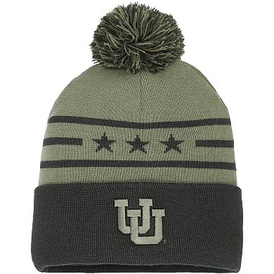 Men's Under Armour Forest Green Utah Utes Freedom Collection Cuffed Knit Hat with Pom