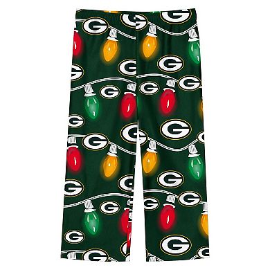 Toddler Green Bay Packers Two-Piece Garland Holiday Long Sleeve Pajama Set
