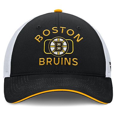 Men's Fanatics Black/White Boston Bruins Authentic Pro Rink Trucker Hat