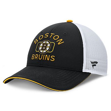 Men's Fanatics Black/White Boston Bruins Authentic Pro Rink Trucker Hat