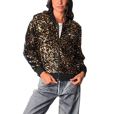 Women's The Wild Collective Gold New Orleans Saints Sequin Full-Zip Bomber Jacket
