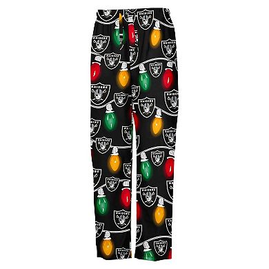 Youth Las Vegas Raiders Two-Piece Garland Holiday Long Sleeve Pajama Set