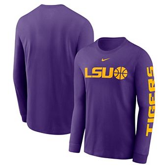 Men's Nike Purple LSU Tigers Basketball Icon Two-Hit Long Sleeve T-Shirt
