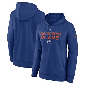 Women's Fanatics Blue Edmonton Oilers Authentic Pro Core Primary Fleece Pullover Hoodie