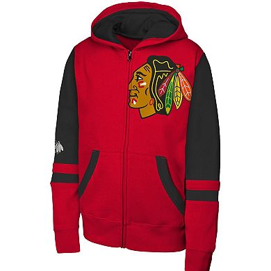 Youth Red Chicago Blackhawks Face Off Full-Zip Hoodie