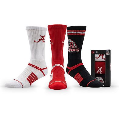 Unisex Strideline Alabama Crimson Tide Premium Knit Crew Socks Three-Pack