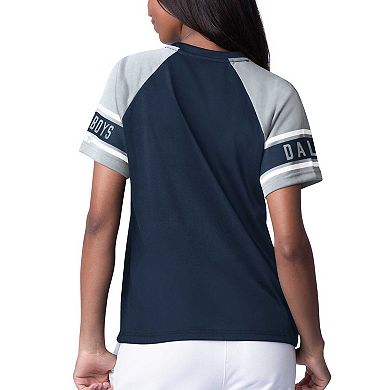 Women's Starter Navy Dallas Cowboys 1st Rounder Color Block Raglan Top