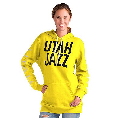 Women's G-III 4Her by Carl Banks Gold Utah Jazz Base Coach Pullover Hoodie