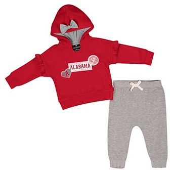 Girls Infant Colosseum Crimson Alabama Crimson Tide Patches Fleece Pullover Hoodie and Pants Set