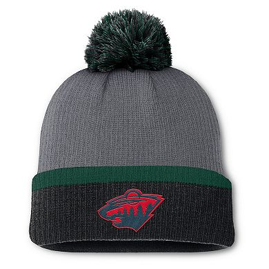 Women's Fanatics Charcoal Minnesota Wild Cuffed Knit Hat with Pom