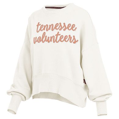 Women's Pressbox Cream Tennessee Volunteers Chelsea Oversized Pullover Sweatshirt