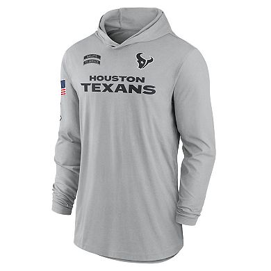 Men's Nike Gray Houston Texans 2024 Salute to Service Lightweight Performance Long Sleeve Hooded T-Shirt