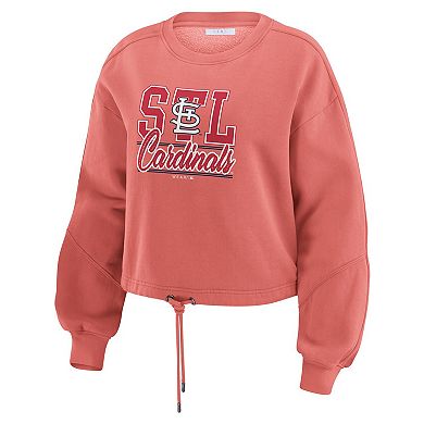 Women's WEAR by Erin Andrews Red St. Louis Cardinals Washed Fleece Sweatshirt & Shorts Lounge Set