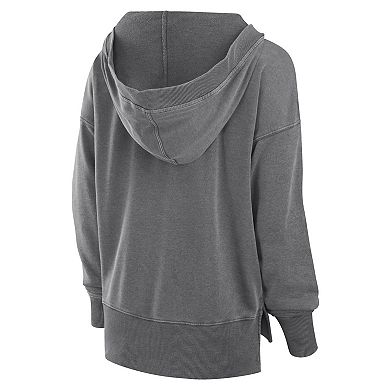 Women's Fanatics Heather Gray Wisconsin Badgers Initiative Snow Wash French Terry V-Neck Pullover Hoodie