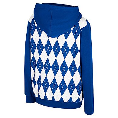 Youth Colosseum Royal Kentucky Wildcats Argyle The Dealio Pullover Hoodie