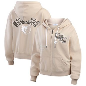 Women's WEAR by Erin Andrews Cream Memphis Grizzlies Plus Size Tonal Felt Patch Full-Zip Hoodie