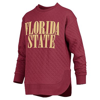 Women's Pressbox Garnet Florida State Seminoles Quilted Long Sleeve Pullover Sweatshirt