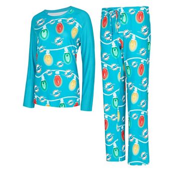 Women's Concepts Sport Aqua Miami Dolphins Garland Knit Raglan Long Sleeve T-Shirt & Pants Set