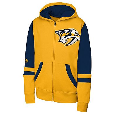 Youth Gold Nashville Predators Face Off Full-Zip Hoodie