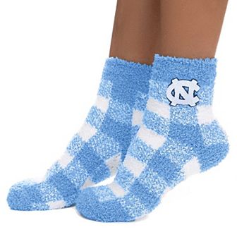 Women's ZooZatz North Carolina Tar Heels Fuzzy Buffalo Checkered Ankle Socks