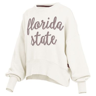 Women's Pressbox Cream Florida State Seminoles Chelsea Oversized Pullover Sweatshirt