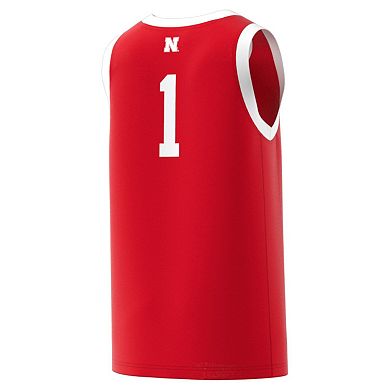 Men's adidas #1 Scarlet Nebraska Huskers Replica Swingman Jersey