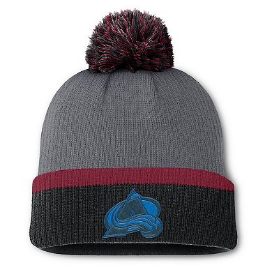 Women's Fanatics Charcoal Colorado Avalanche Cuffed Knit Hat with Pom