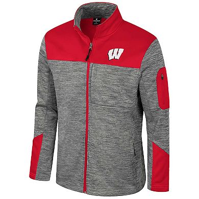 Men's Colosseum Gray/Red Wisconsin Badgers Guard Full-Zip Jacket