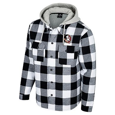 Men's Colosseum Black/White Florida State Seminoles Buffalo Plaid Full-Zip Jacket