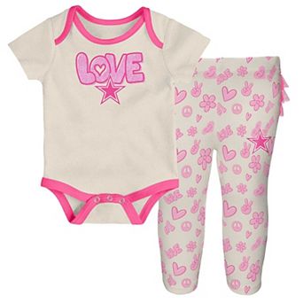 Girls Newborn & Infant White Dallas Cowboys All The Love 2 pc Bodysuit and Pants Set